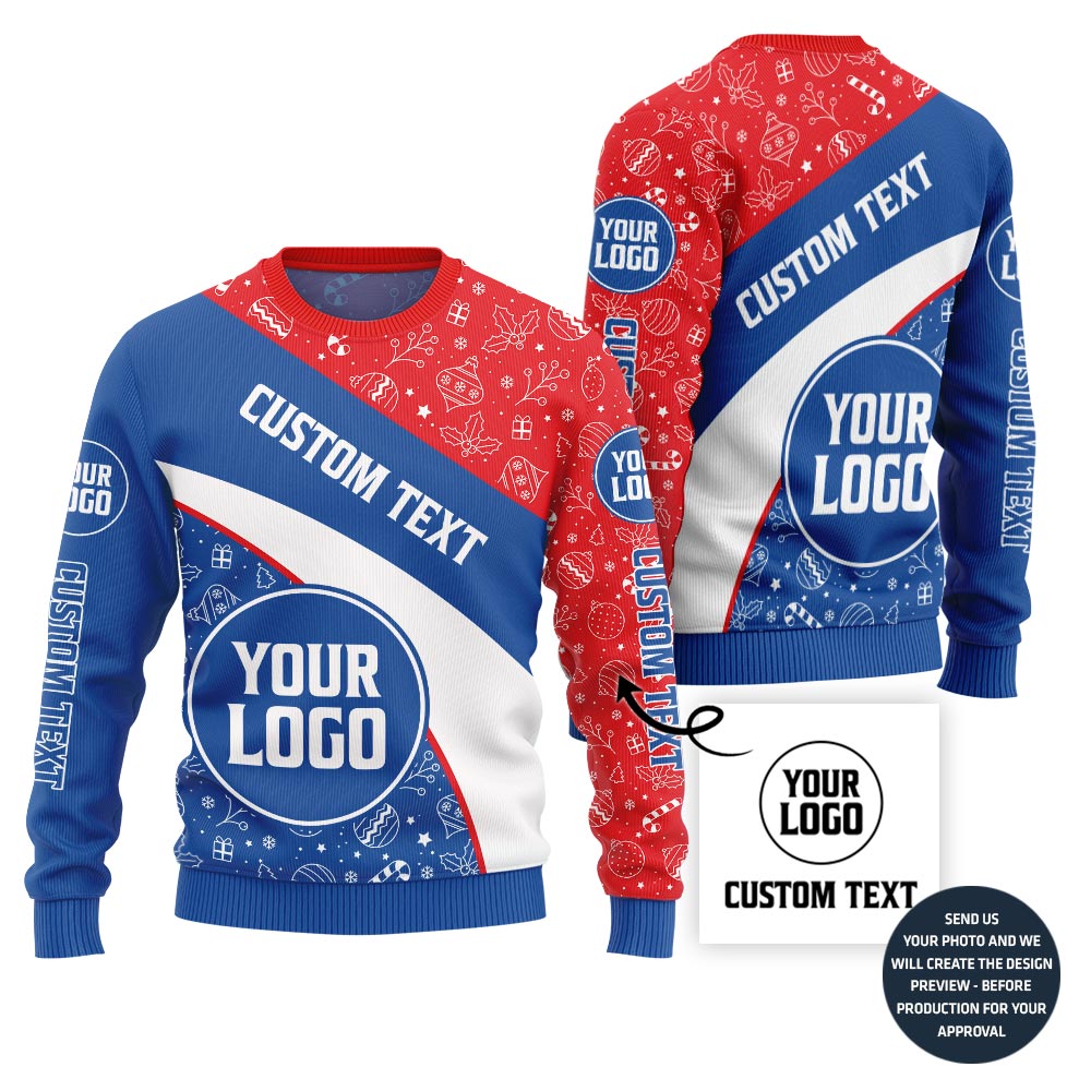 Custom Logo And Text Cross Christmas Sweater
