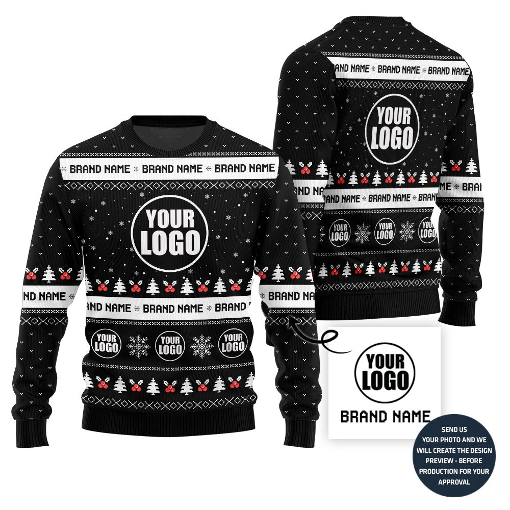 Brand Name And Logo Custom Ugly Christmas Sweater For Business