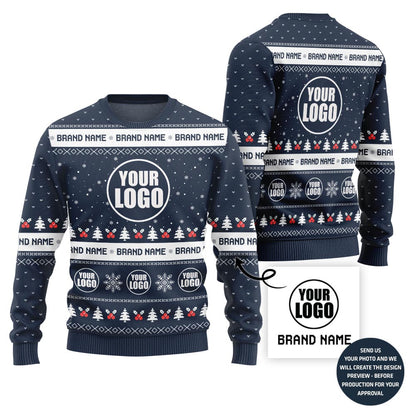 Brand Name And Logo Custom Ugly Christmas Sweater For Business