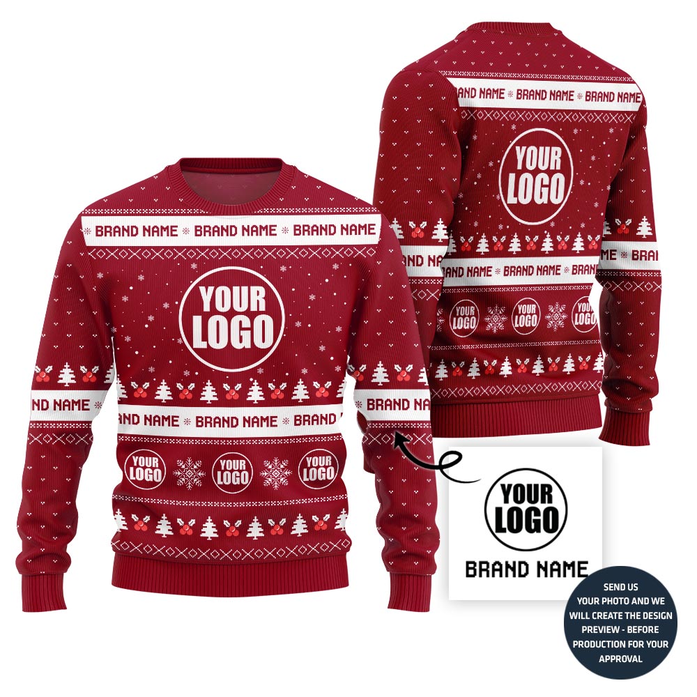 Brand Name And Logo Custom Ugly Christmas Sweater For Business