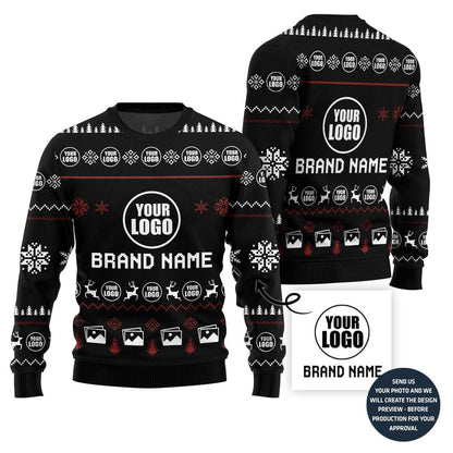Custom Logo And Brand Name And Image Ugly Christmas Sweater
