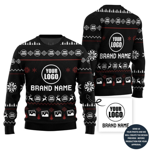 Custom Logo And Brand Name And Image Ugly Christmas Sweater