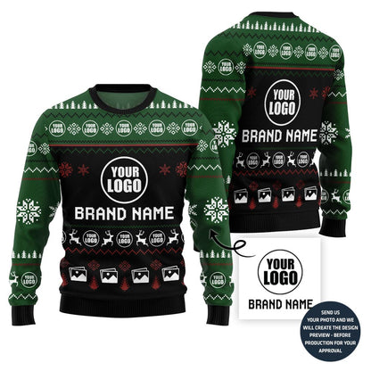 Custom Logo And Brand Name And Image Ugly Christmas Sweater