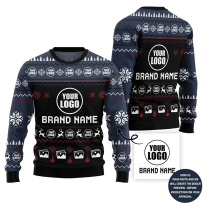 Custom Logo And Brand Name And Image Ugly Christmas Sweater