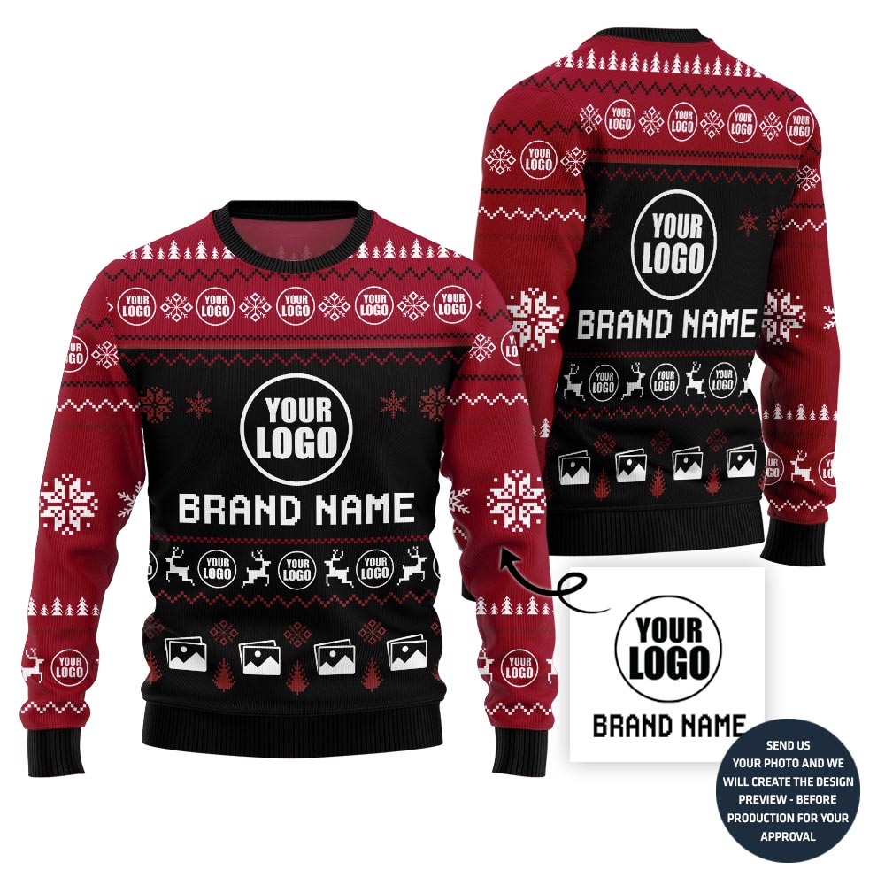 Custom Logo And Brand Name And Image Ugly Christmas Sweater