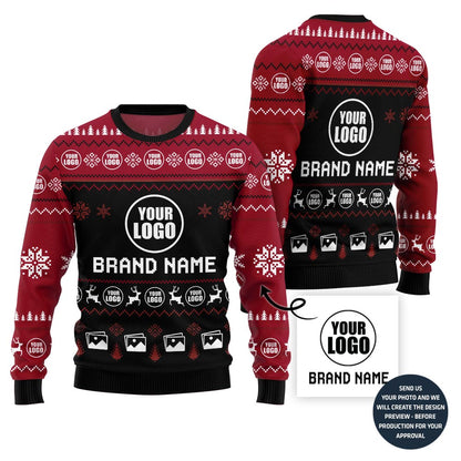 Custom Logo And Brand Name And Image Ugly Christmas Sweater