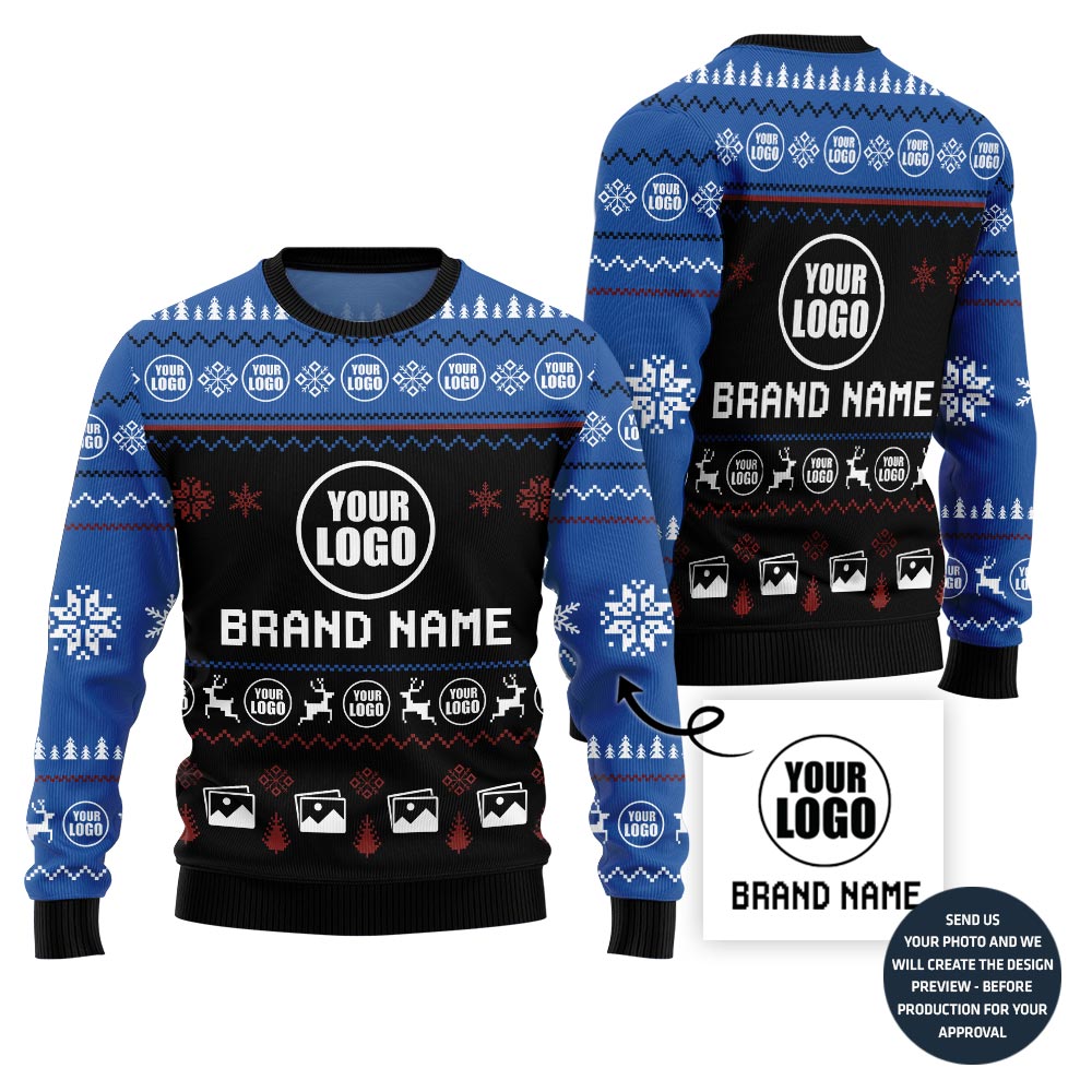 Custom Logo And Brand Name And Image Ugly Christmas Sweater