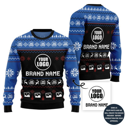 Custom Logo And Brand Name And Image Ugly Christmas Sweater
