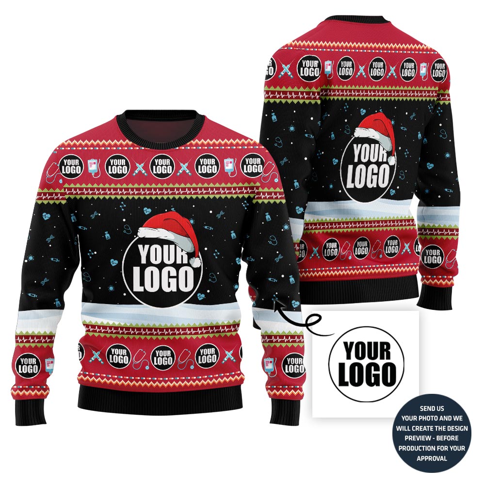 Custom Logo Medical Snow Ugly Christmas Sweater