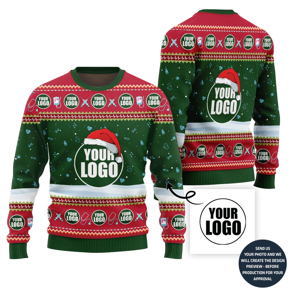 Custom Logo Medical Snow Ugly Christmas Sweater