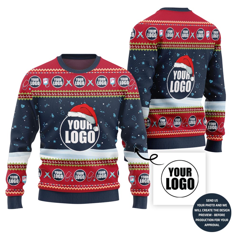 Custom Logo Medical Snow Ugly Christmas Sweater