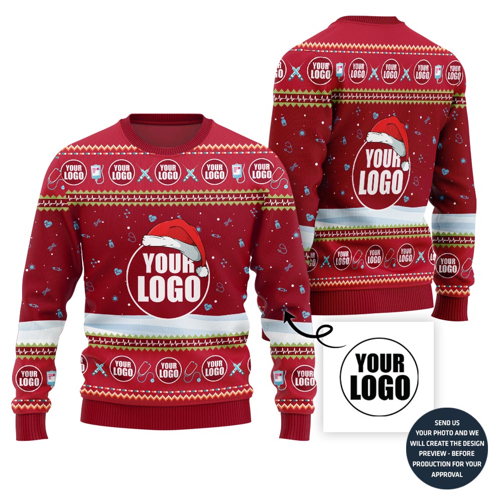 Custom Logo Medical Snow Ugly Christmas Sweater