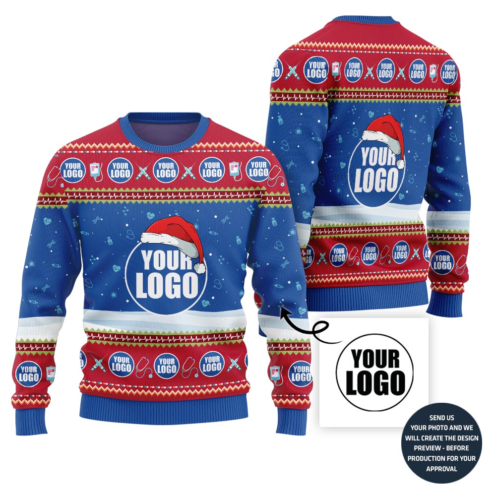 Custom Logo Medical Snow Ugly Christmas Sweater