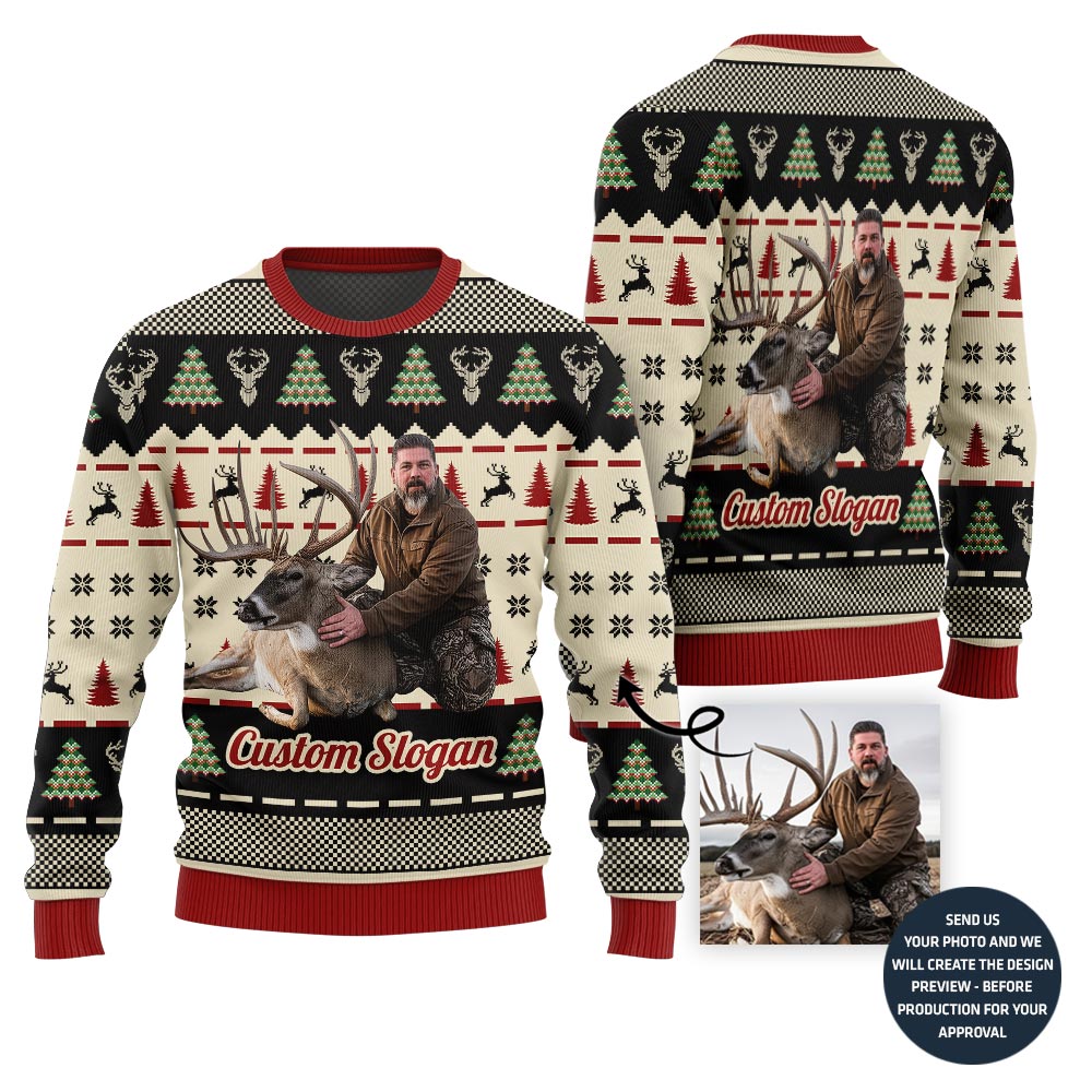 Hunting Custom Image Ugly Christmas Sweater