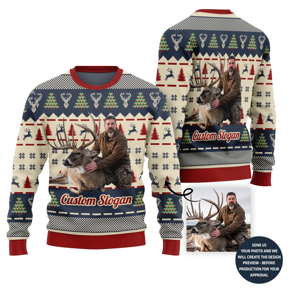 Hunting Custom Image Ugly Christmas Sweater