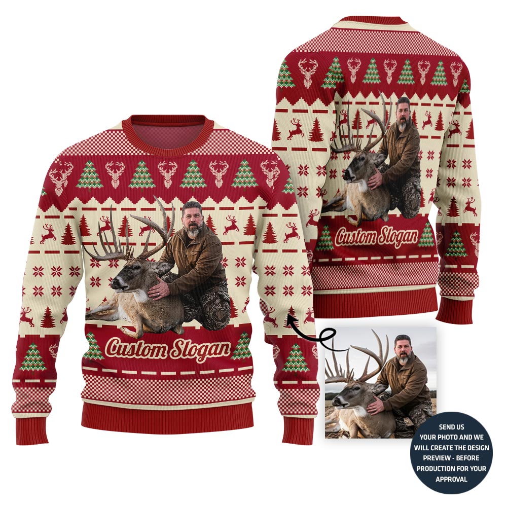 Hunting Custom Image Ugly Christmas Sweater