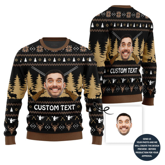Custom Face Hunting Christmas Sweater