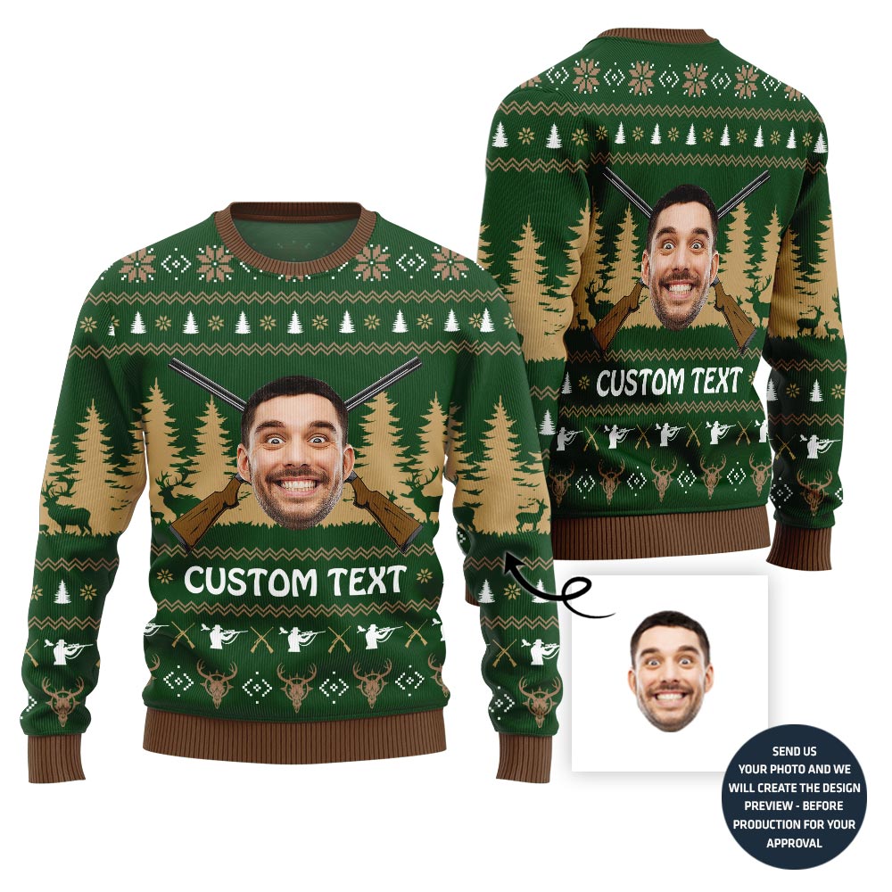 Custom Face Hunting Christmas Sweater