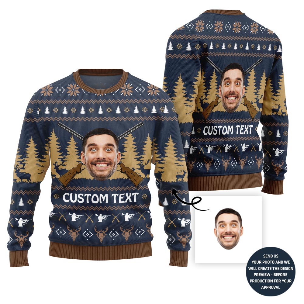 Custom Face Hunting Christmas Sweater