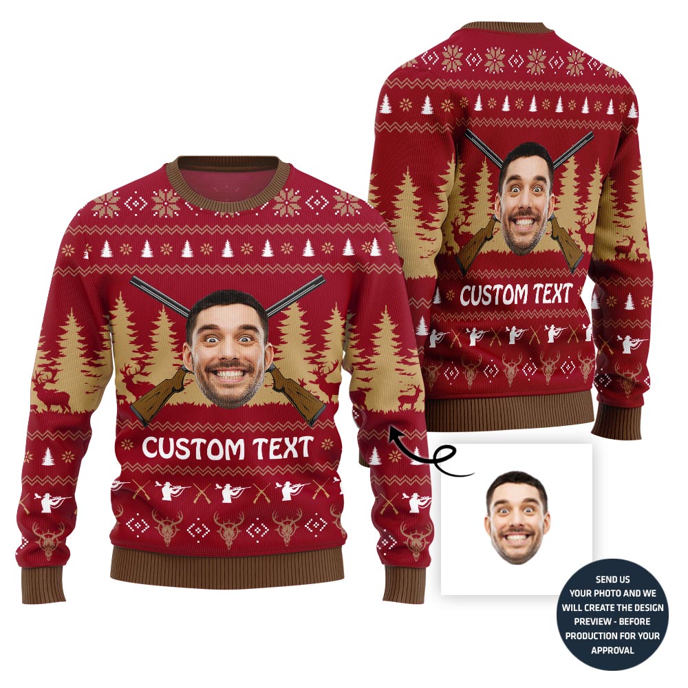 Custom Face Hunting Christmas Sweater