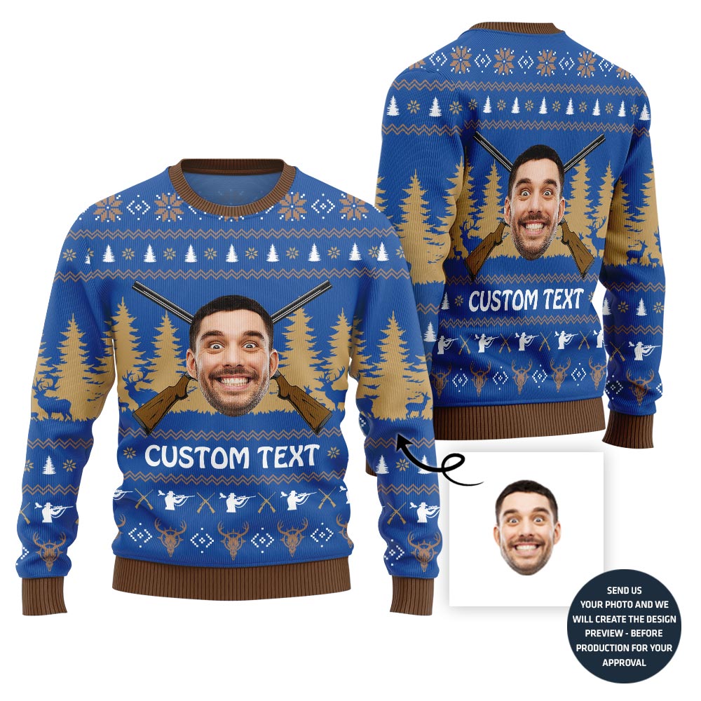 Custom Face Hunting Christmas Sweater