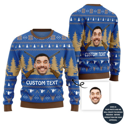 Custom Face Hunting Christmas Sweater