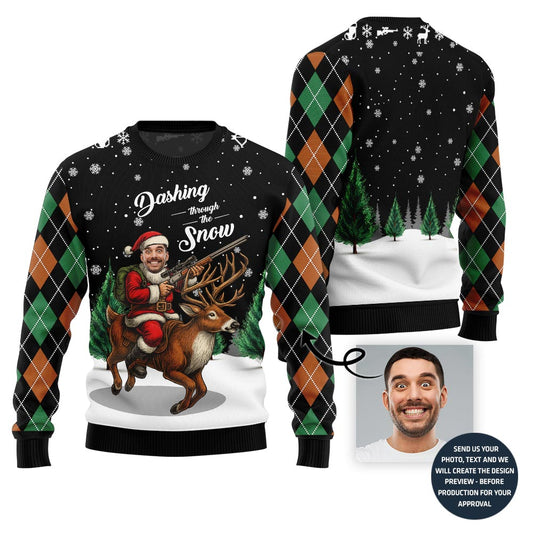 Dashing Through The Snow Custom Face Sweater