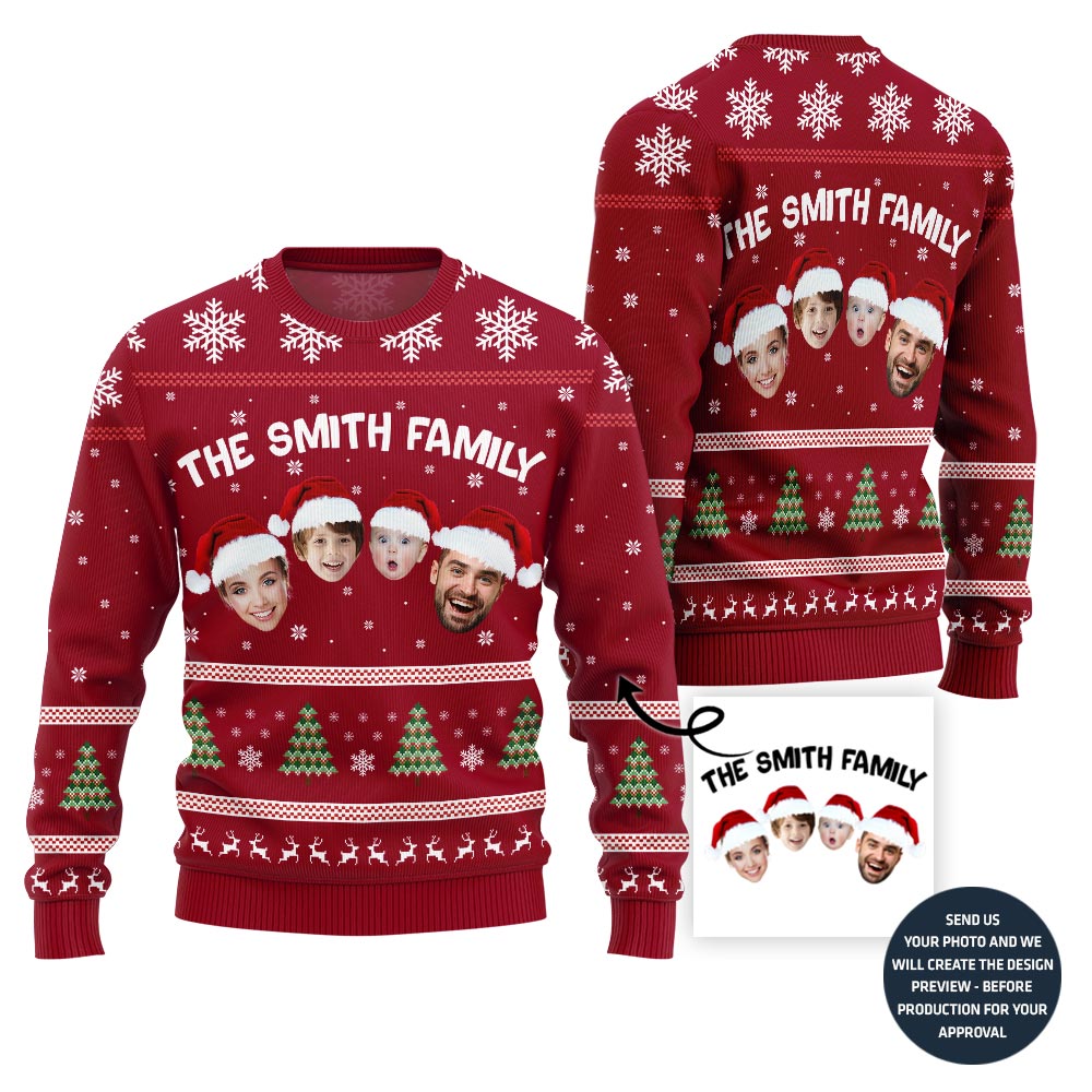 Custom Family Face Christmas Sweater