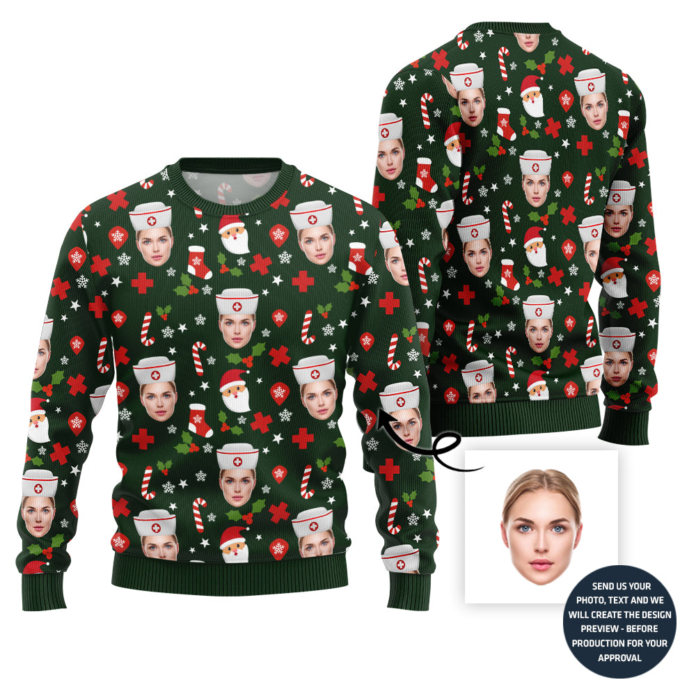 Custom Face Nurse Christmas Sweater