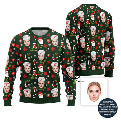 Custom Face Nurse Christmas Sweater