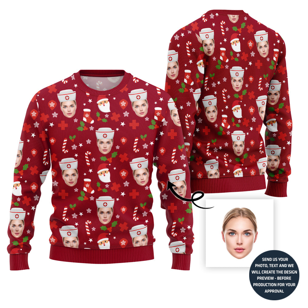 Custom Face Nurse Christmas Sweater
