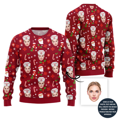 Custom Face Nurse Christmas Sweater