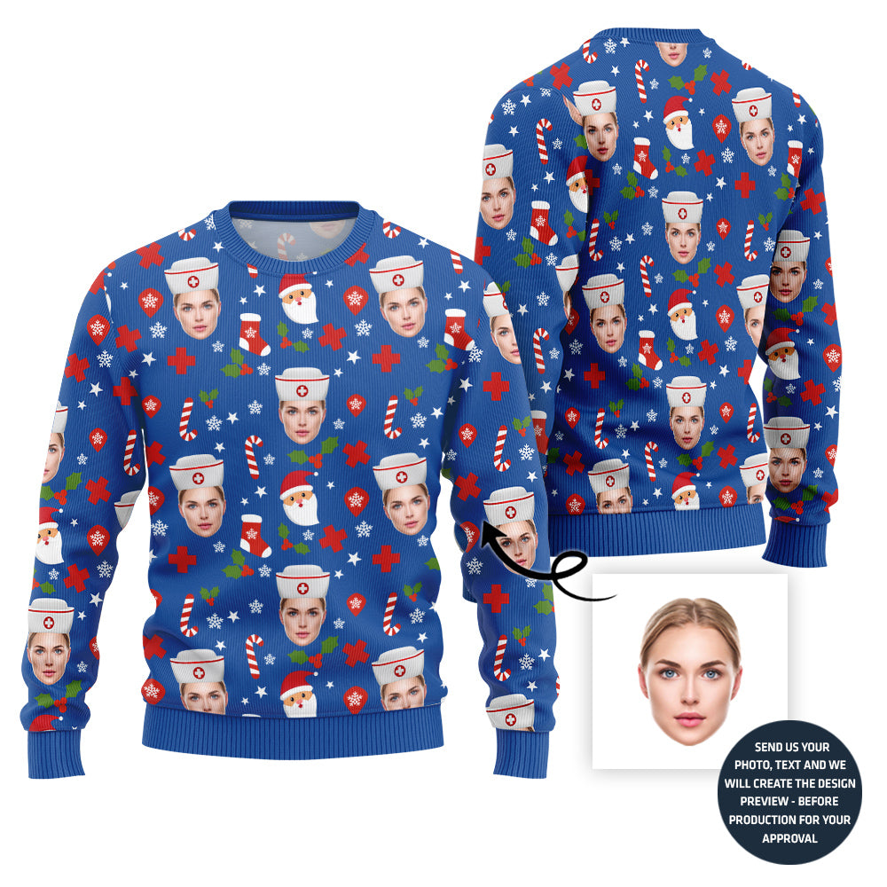 Custom Face Nurse Christmas Sweater