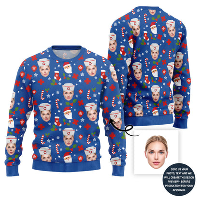 Custom Face Nurse Christmas Sweater