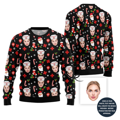 Custom Face Nurse Christmas Sweater