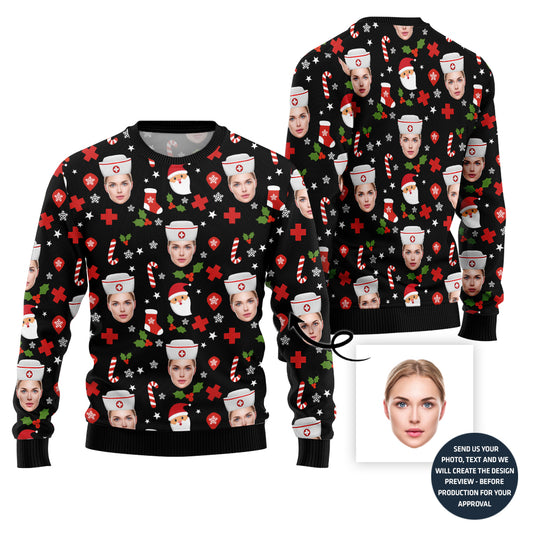 Custom Face Nurse Christmas Sweater