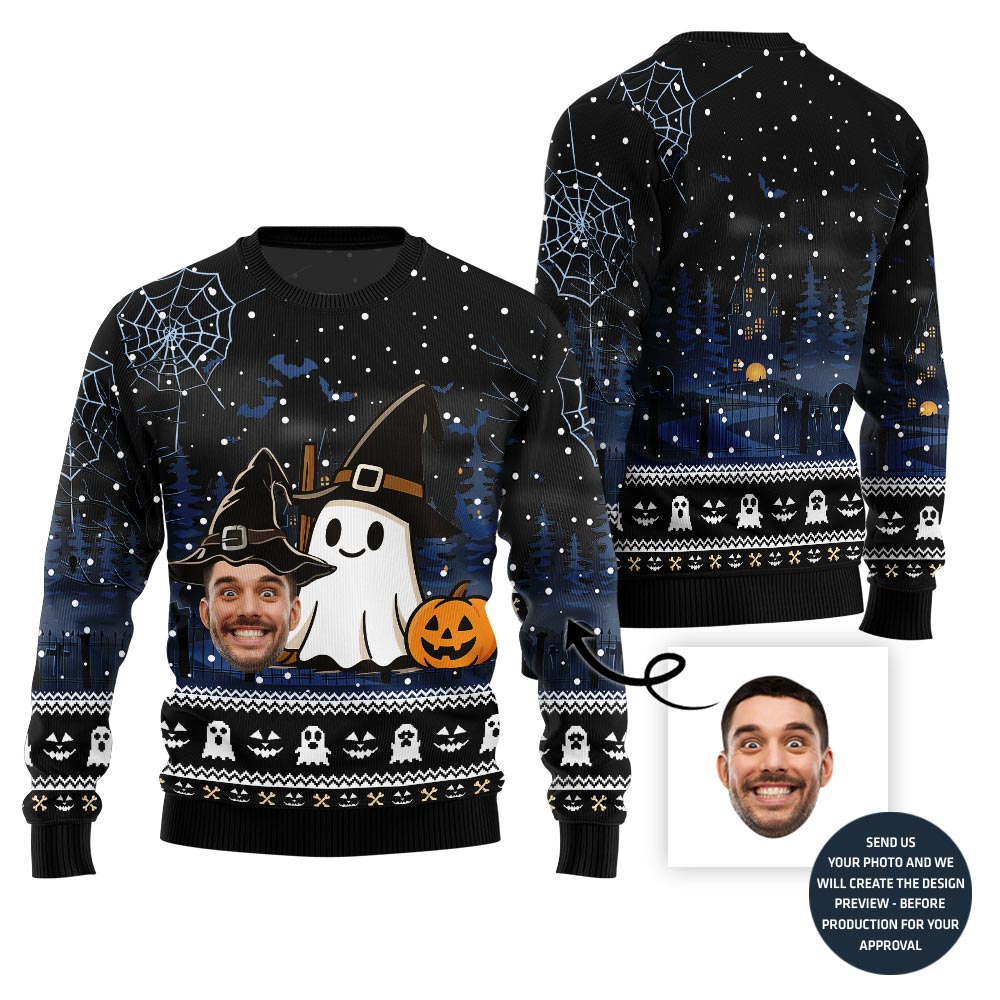 Halloween Happy Ghost Custom Face Sweater