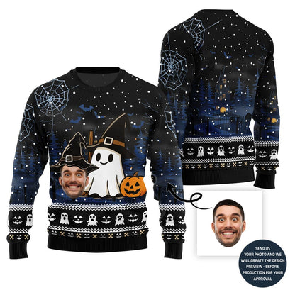 Halloween Happy Ghost Custom Face Sweater