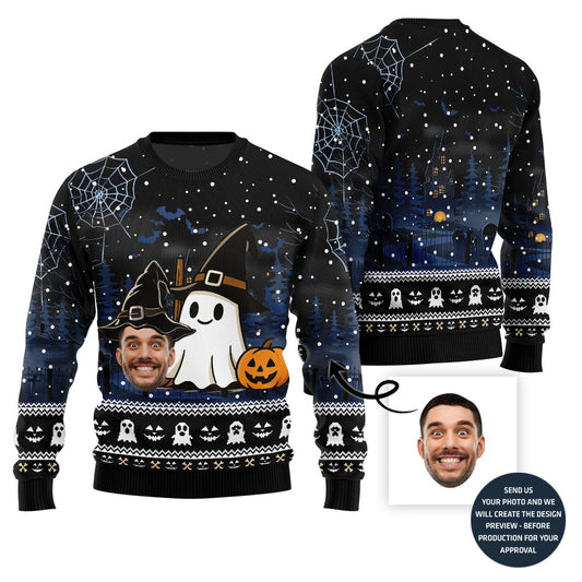 Halloween Happy Ghost Custom Face Sweater