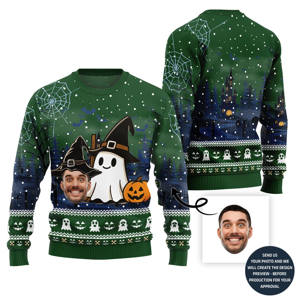 Halloween Happy Ghost Custom Face Sweater