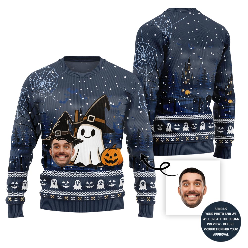 Halloween Happy Ghost Custom Face Sweater