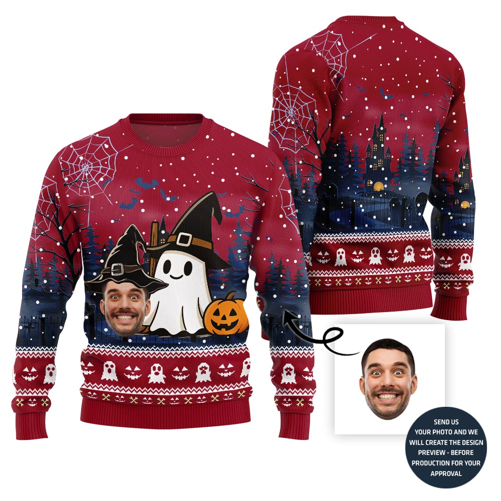 Halloween Happy Ghost Custom Face Sweater