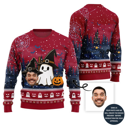 Halloween Happy Ghost Custom Face Sweater