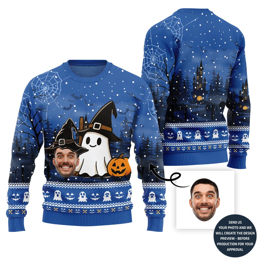 Halloween Happy Ghost Custom Face Sweater