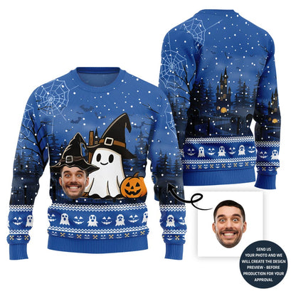 Halloween Happy Ghost Custom Face Sweater