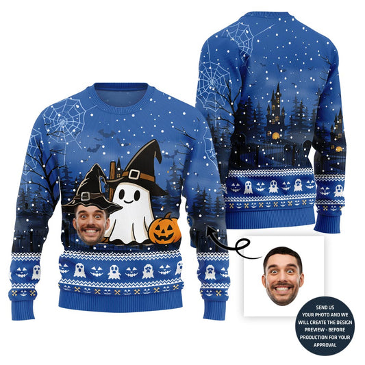 Halloween Happy Ghost Custom Face Sweater