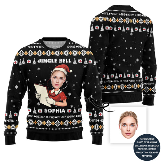 Custom Face Nurse Christmas Sweater Woman