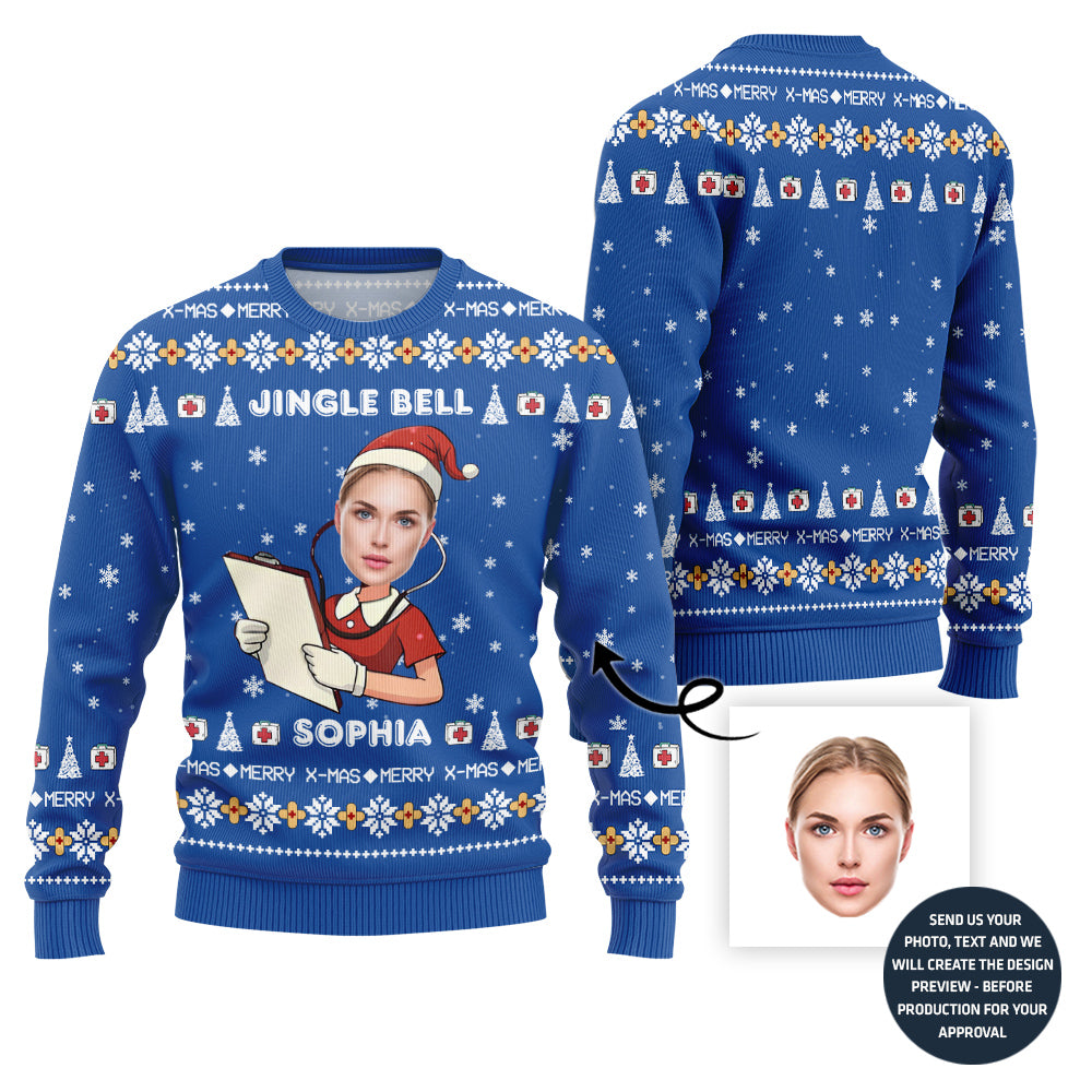 Custom Face Nurse Christmas Sweater Woman