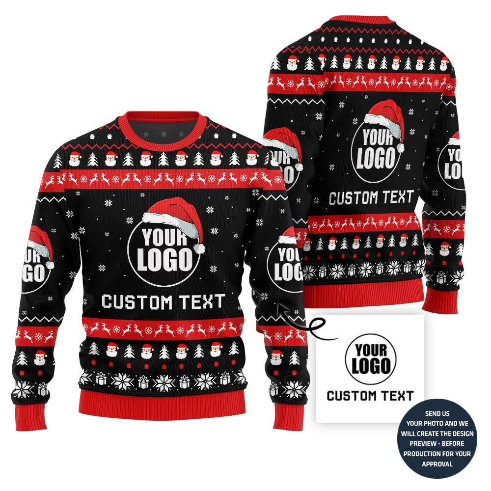Custom Logo And Text Santa Christmas Sweater