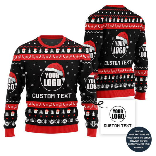 Custom Logo And Text Santa Christmas Sweater